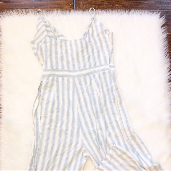 Lara Fashion medium blue striped boho pants romper - Picture 4 of 6